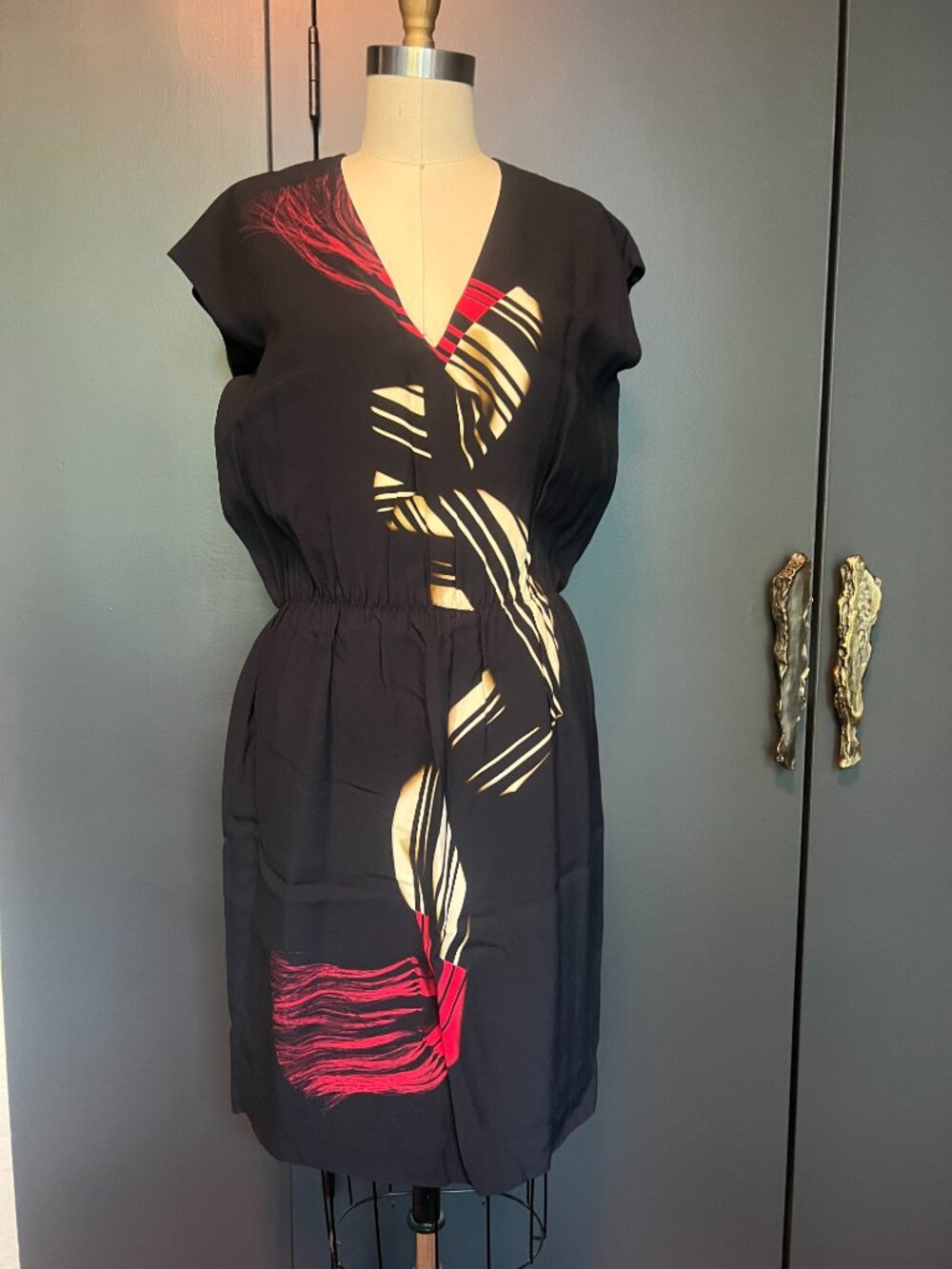 DRIES VAN NOTEN Abstract Print black Dress Size 36/ US 4